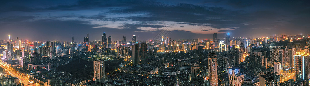 横幅武汉黄昏城市夜景背景