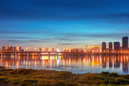 武汉黄昏沙湖大桥背景图片