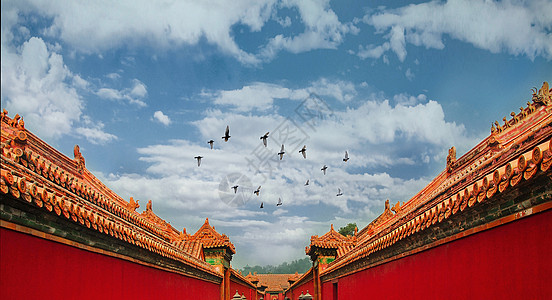 红色背景北京故宫紫禁城背景