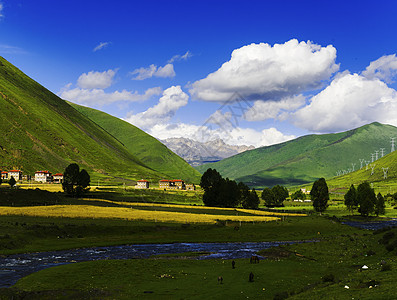 清新蓝天醉美新都桥背景