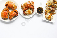 美味大闸蟹螃蟹蟹黄白底背景素材图片