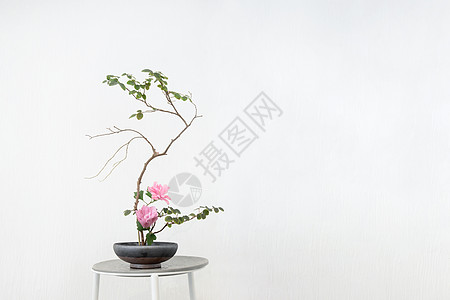 日式花艺器皿旧陈设高清图片