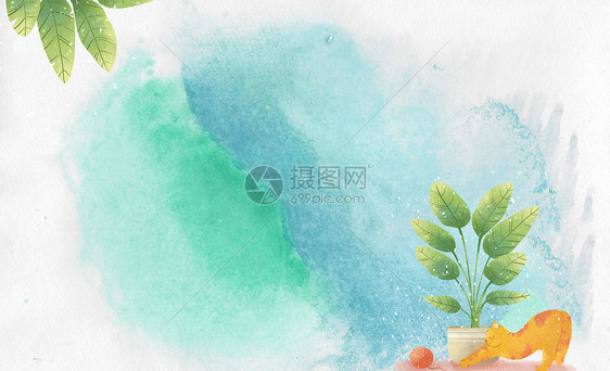 植物水彩背景图片