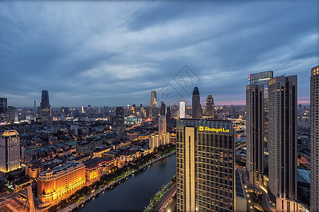 魅力晚霞海河夜景高清图片