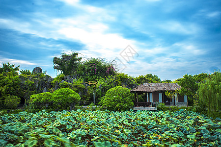 中国风古建筑城市自然风光背景图片