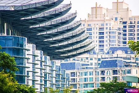 汽车 大气城市清新建筑风光背景