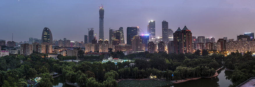 团结湖北京CBD城市边际线背景