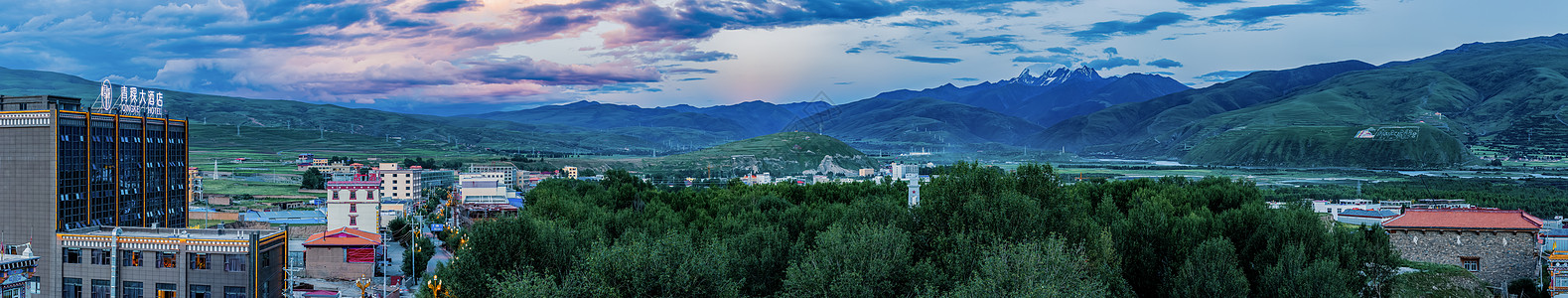 风景壁画四川甘孜县城长卷图背景