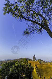 古风山水南屏晚钟背景