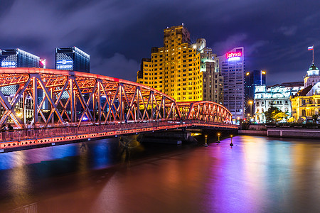 90年代上海上海美丽夜景外白渡桥背景