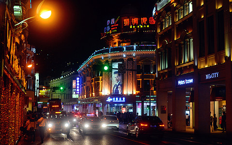 汽车夜空厦门中山路夜景背景