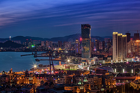 星海湾夜景背景图片