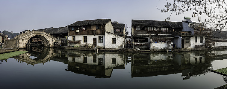 安昌古镇的早晨全景高清图片素材