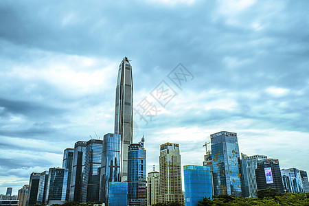 美丽的深圳城市建筑风光云朵背景图背景