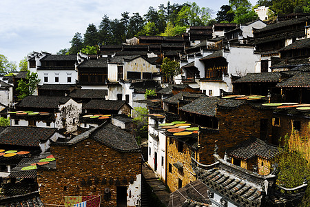 水墨小镇早春婺源篁岭背景