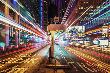 街道效果图香港街头夜景背景