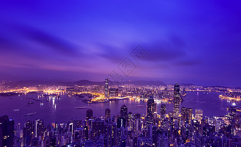 香港夜景几何建筑摄影高清图片