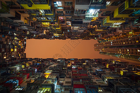 仰望香港城市夜景摄影高清图片
