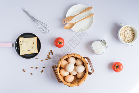 西红柿鸡蛋鸡蛋面包早餐背景