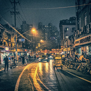 马路夜景上海街景背景