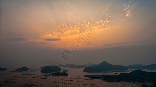 霞浦北岐海带养殖基地日出背景图片