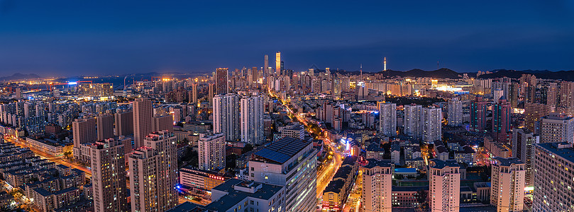 大连城市夜景大连全景城市建筑风光背景