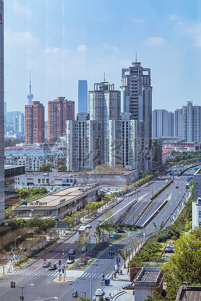 上海城市建筑马路风光图片