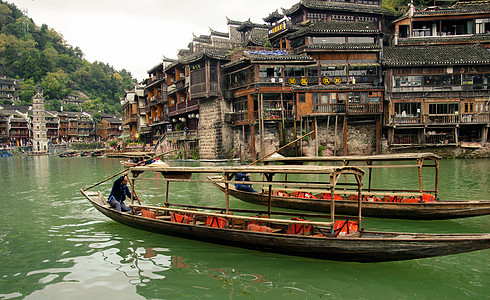 古镇风情沱江泛舟背景