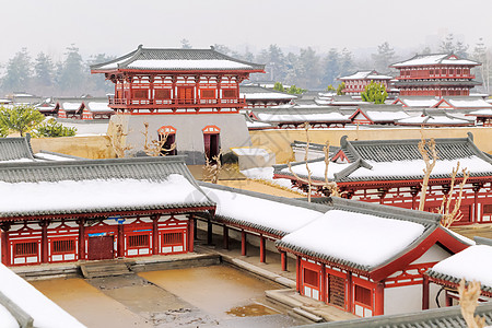 大明宫雪5A景区西安雪高清图片