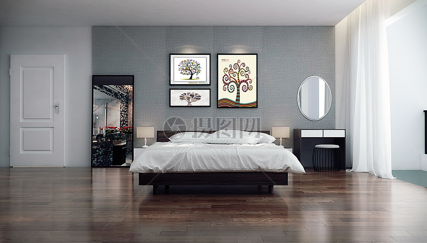 现代风格主卧室效果图图片