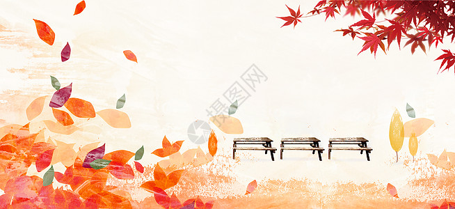 秋天的公园秋天枫叶设计图片