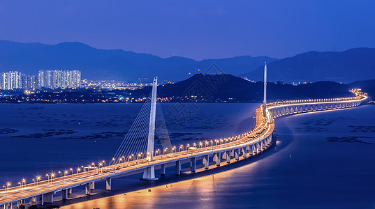 深圳湾大桥城市灯光高清图片