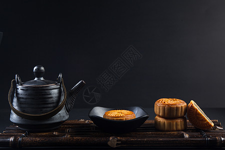 中秋节月饼与茶道背景