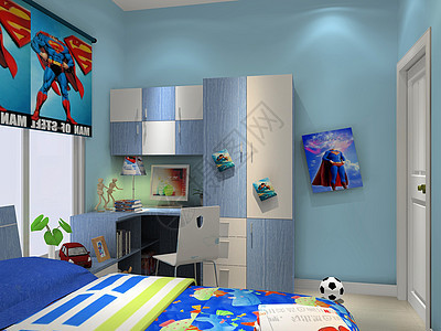 卧室浅蓝色的衣柜背景图片