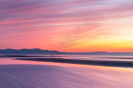 夕阳海滩落日海滩背景