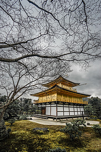 京都金阁寺户外鹿苑寺高清图片