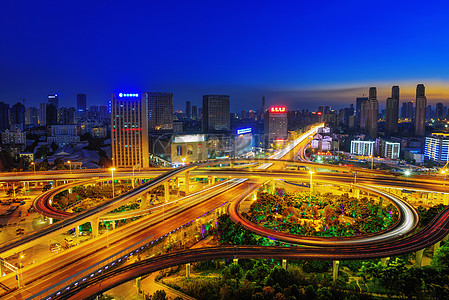 武汉城市立交桥夜景背景图片