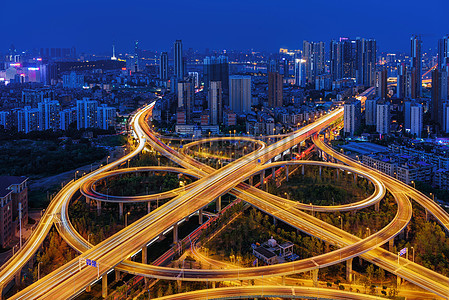 武汉城市立交桥夜景背景图片