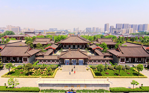 鸟瞰花园大慈恩寺背景