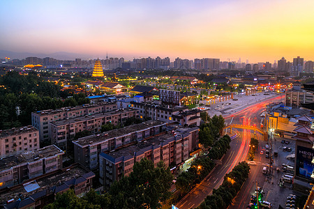 西安城市夜景大雁塔背景图片