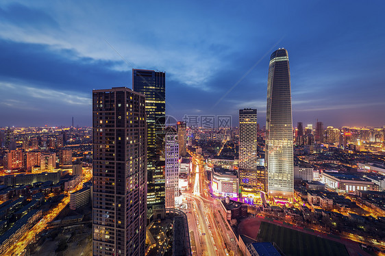 天津城市建筑风光夜景图片