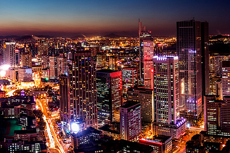 楼顶夜景大连城市夜景背景