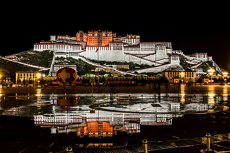 西藏夜景布达拉宫夜景背景