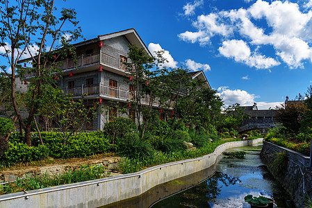 古镇园林农家院落背景