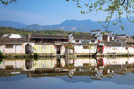 西递宏村的徽派建筑背景图片