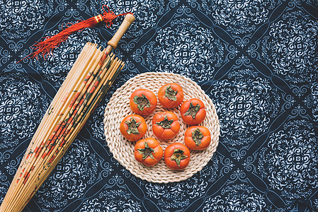新鲜柿子中国风高清图片