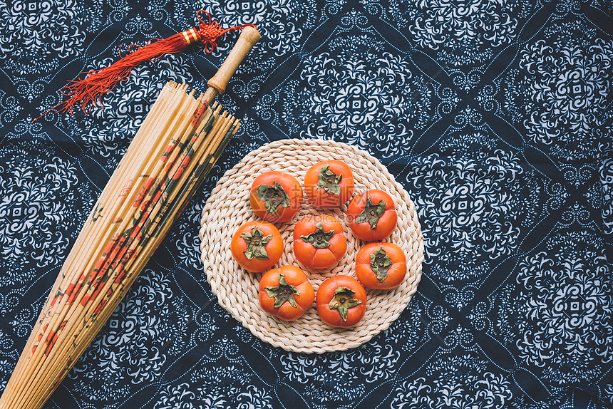 新鲜柿子中国风图片