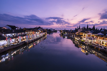 旅行江南古镇的夜景高清图片