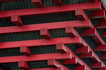 上海世博世博中国馆中国红背景