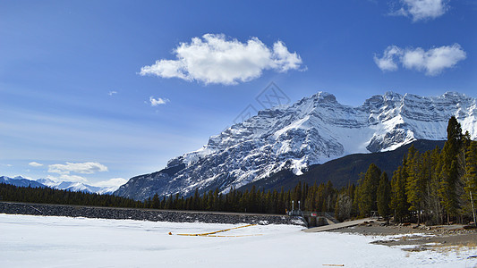 加拿大班夫国家公园雪山Lake Minnewanka图片